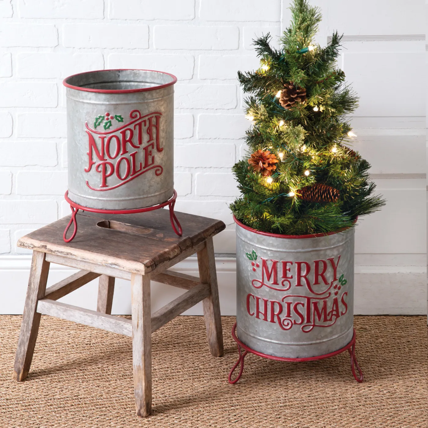 Set of Two Christmas Containers | Farmhouse Décor