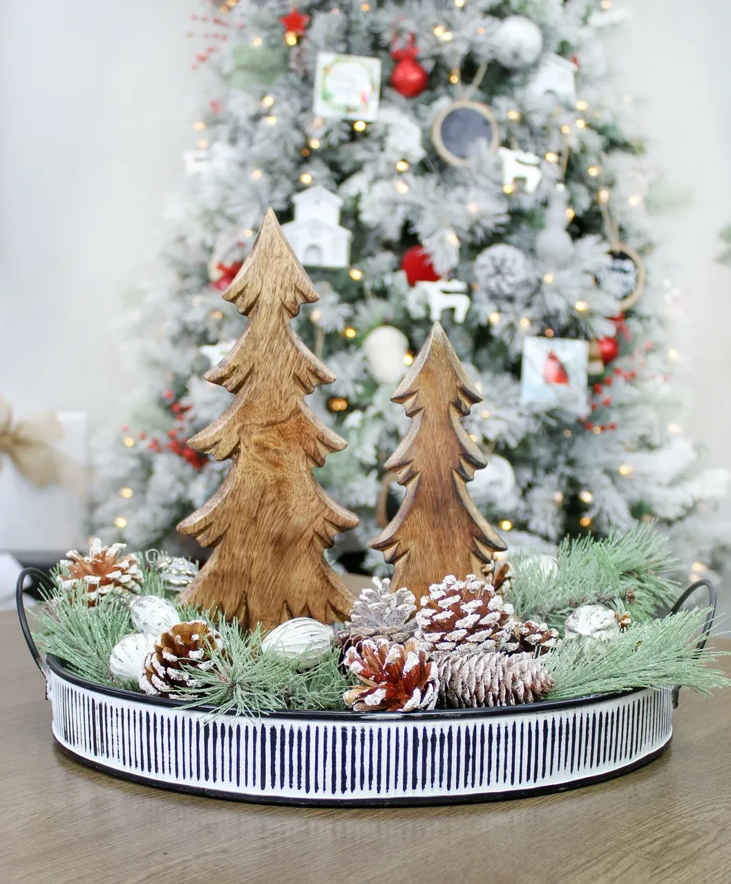 Shop Auldhome Design Natural Color Wooden Christmas Trees; Tabletop Handmade Wood Trees W Rectangular Base For Holiday Decor, Set Of 2 - Northlight Shop - Santaclaus-shop.com