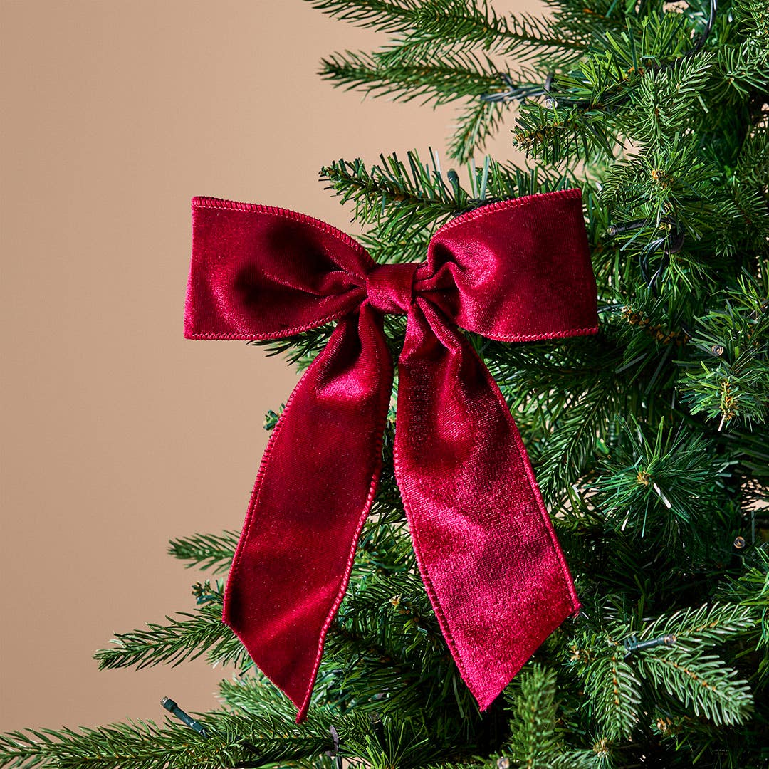 Shop Large Velvet Bow Clip Set Of 4 - Deep Red Online | Bed Bath N' Table