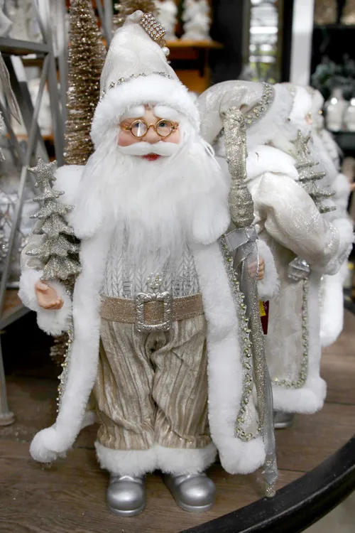 Silver and white Santa figurines – Down to Earth Living - Garden Center,  Plant Nursery, Outdoor and Patio Furniture, and Christmas Store