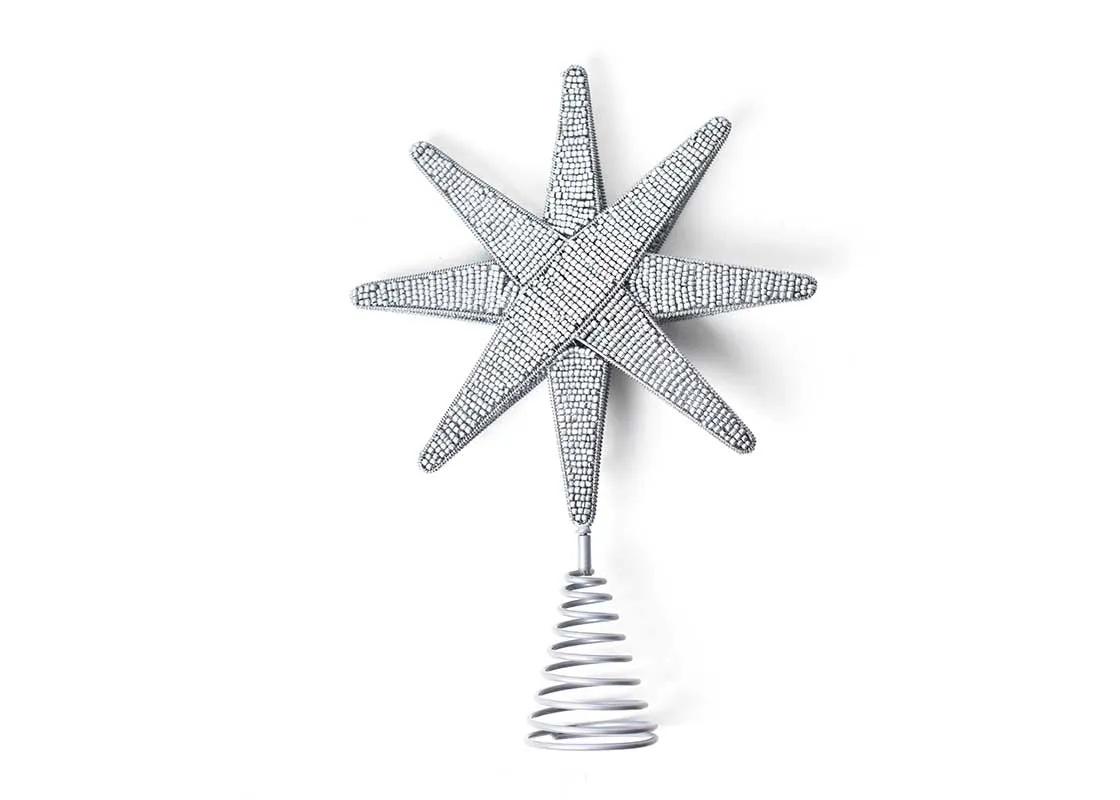 Silver Beaded Star Tree Topper | Coton Colors