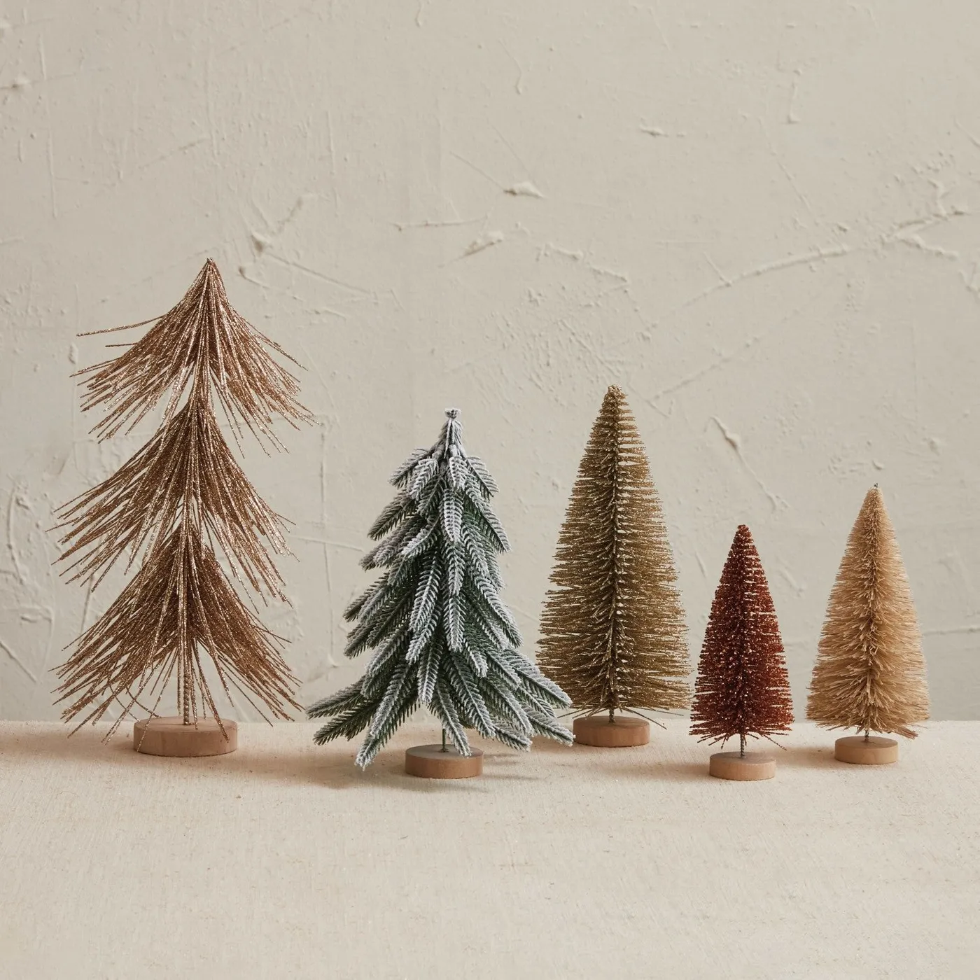 Sisal Bottle Brush Trees w/ Wood Bases