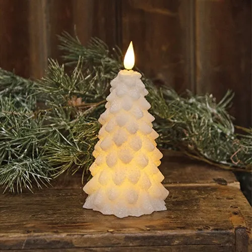 Small White LED Christmas Tree Candle - 6.25 in tall