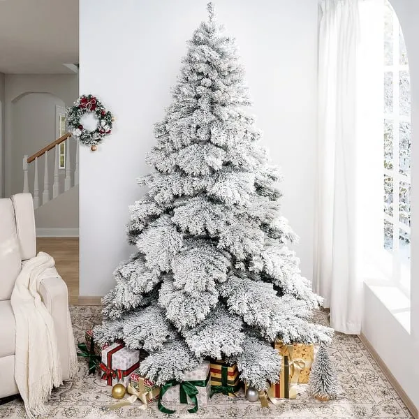 Snow Flocked Christmas Unbranded Pre-Lighted Artificial Christmas Trees  Frosted Fir Snow Flocked Christmas Tree Prelit
