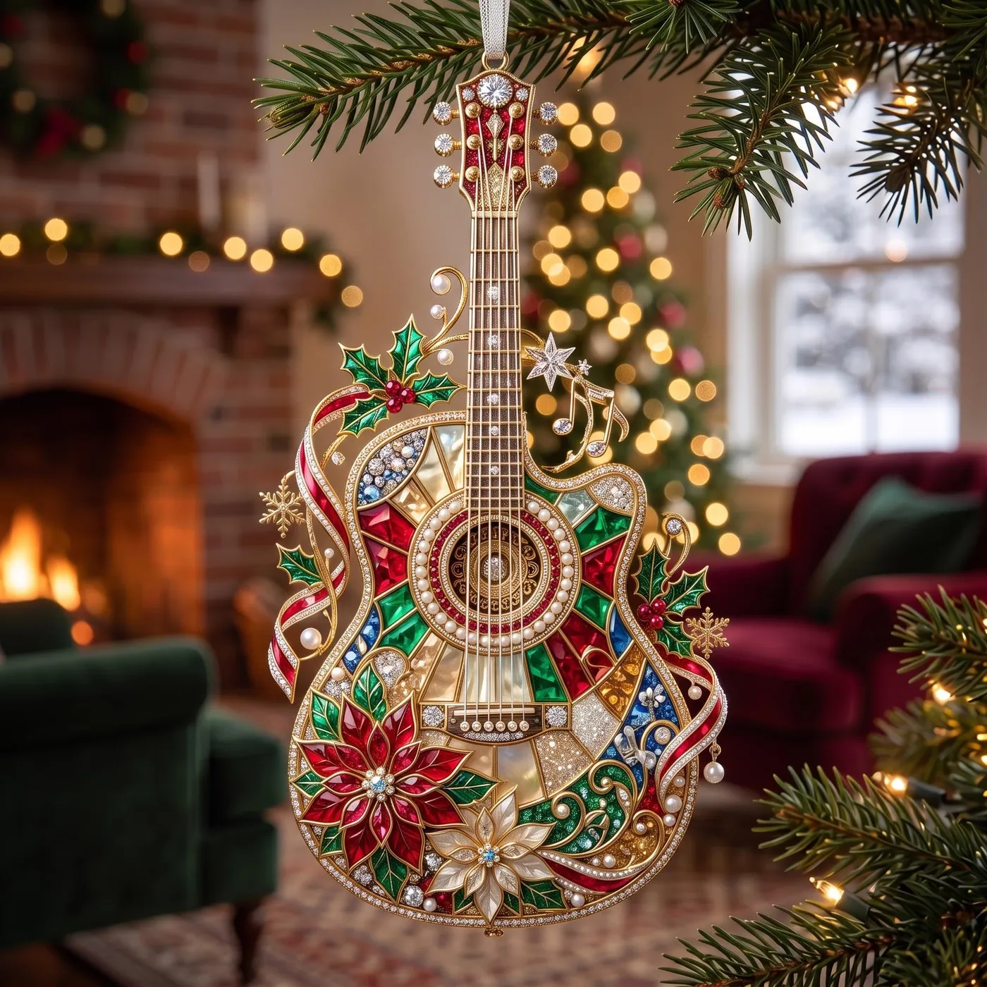 Stained Glass Guitar Christmas Ornament | Made to Order – MiravoCustom