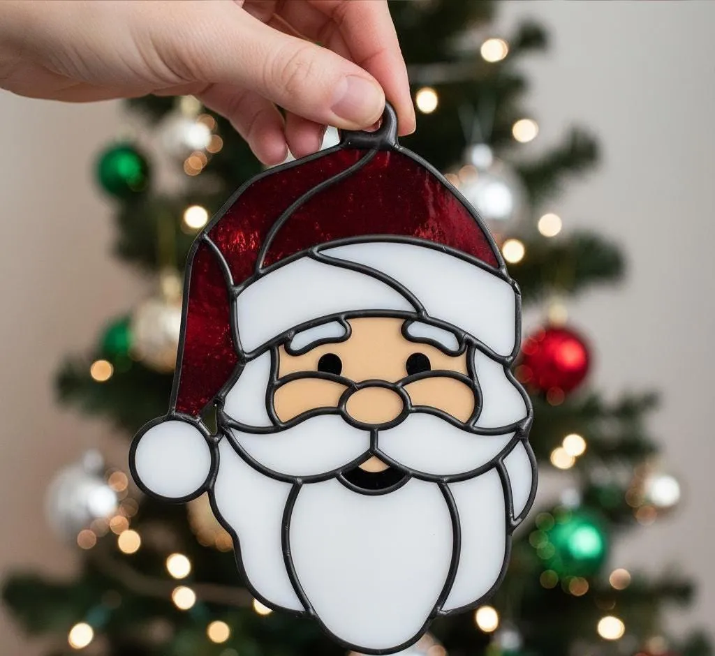 Stained Glass Santa Christmas Ornament | Dova Art