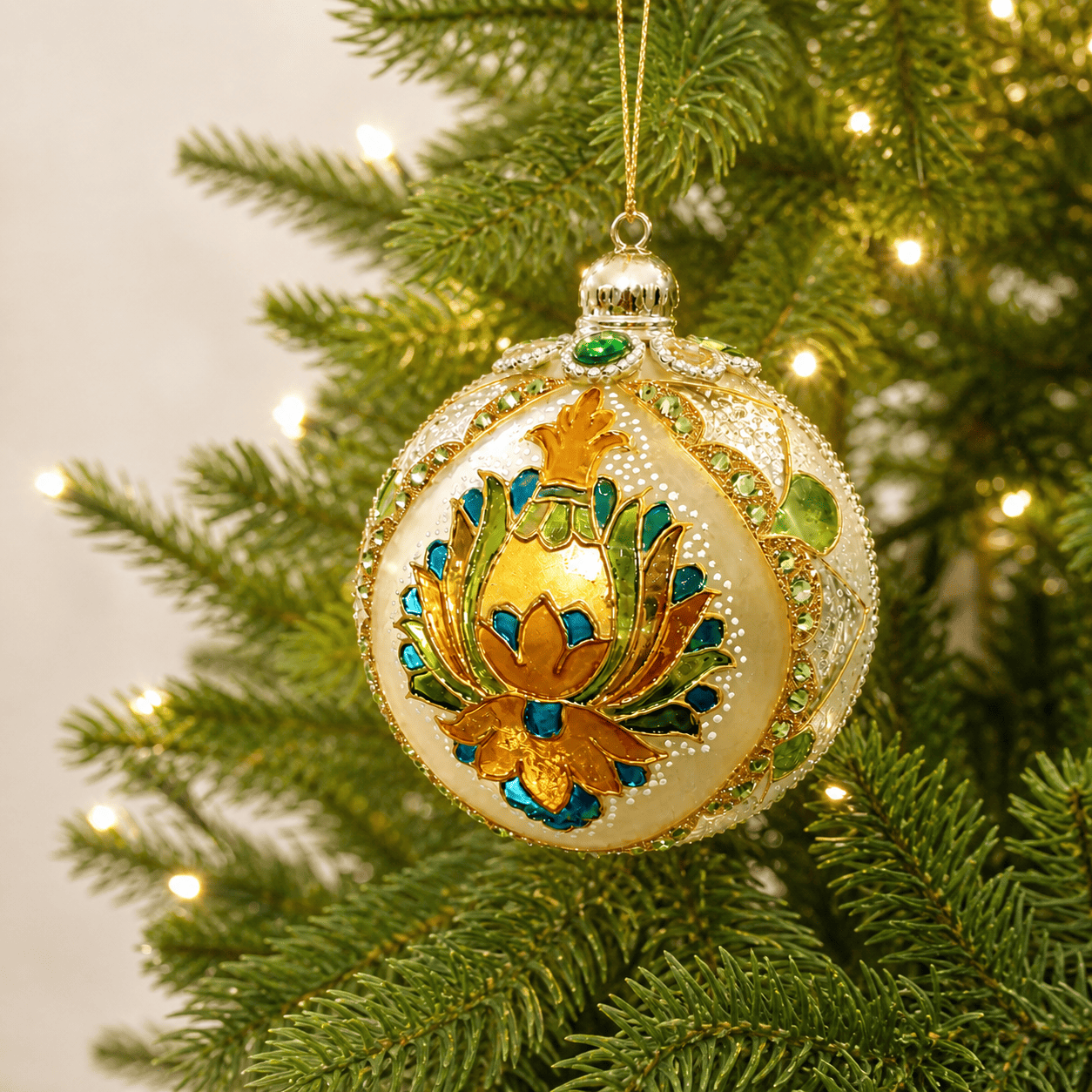 Stained Glass Style Christmas Ornament