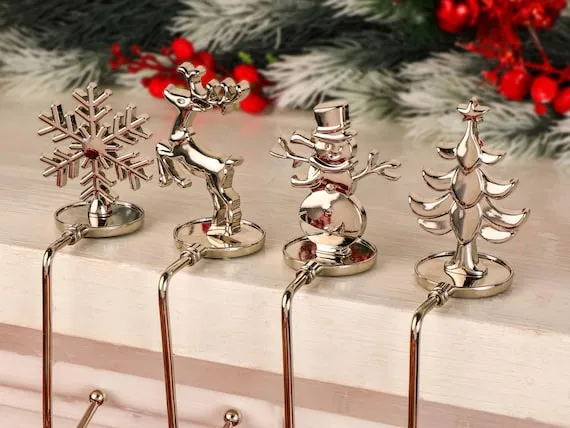 Stocking Stand Holiday Metal Christmas Stockings Hangers Fridja Christmas Stocking Holder, Metal Xmas Tree Elks Snowflake