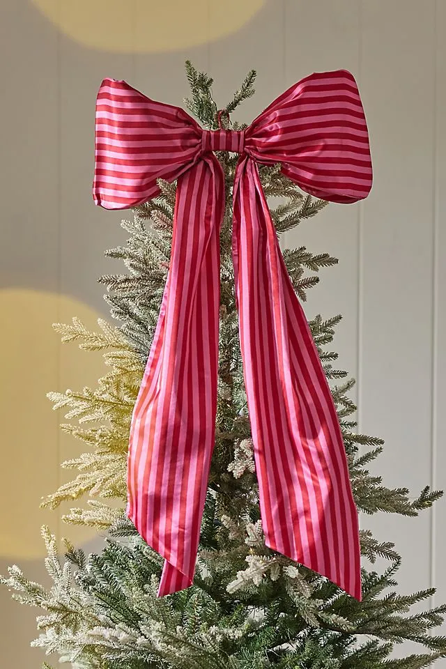 Striped Satin Bow Tree Topper | AnthroHome