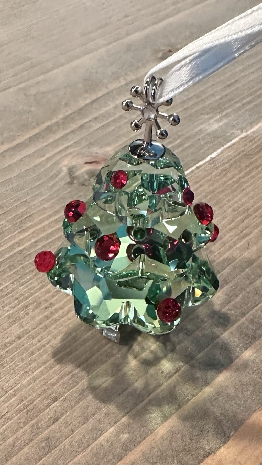 Swarovski Small Green and Red Crystal Christmas Tree Ornament
