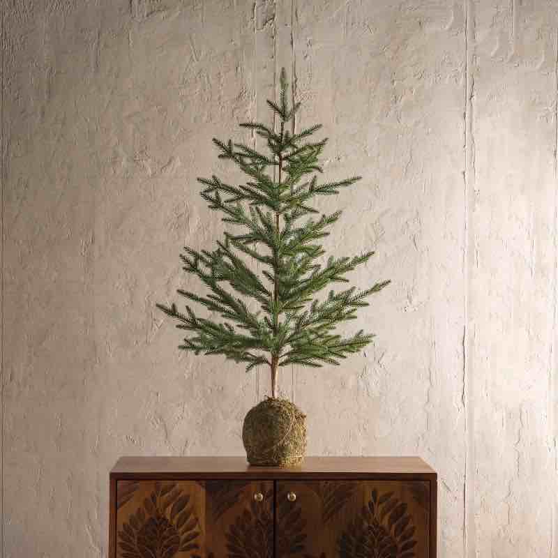 Tabletop Tree with Weighted Moss Ball Base, 39'H