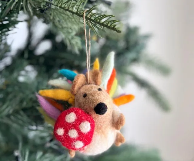 Taiwan Christmas tree hangings hedgehog mushroom forest animal Christmas  decoration wool felt Christmas hanging ornaments arrangement Ganapati  Crafts Co. - Pinkoi