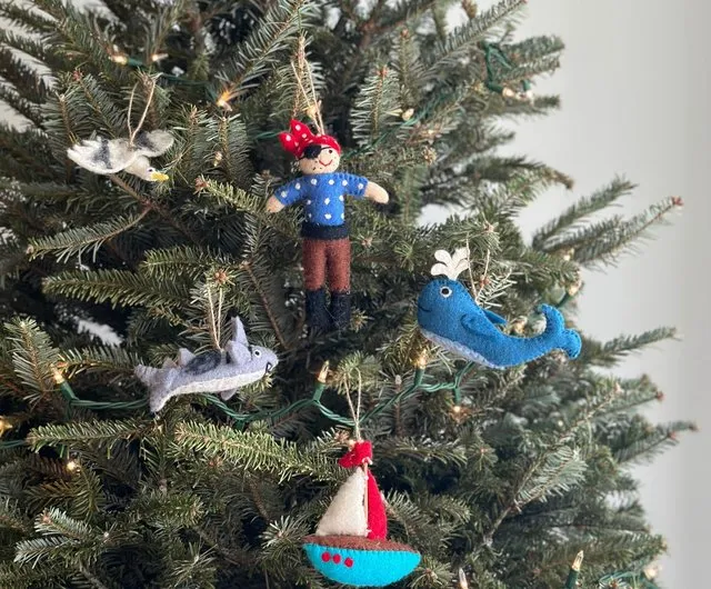Taiwan Wool Felt Christmas Ornaments Set of 5 - Pirate Adventures Ganapati  Crafts Co. - Pinkoi