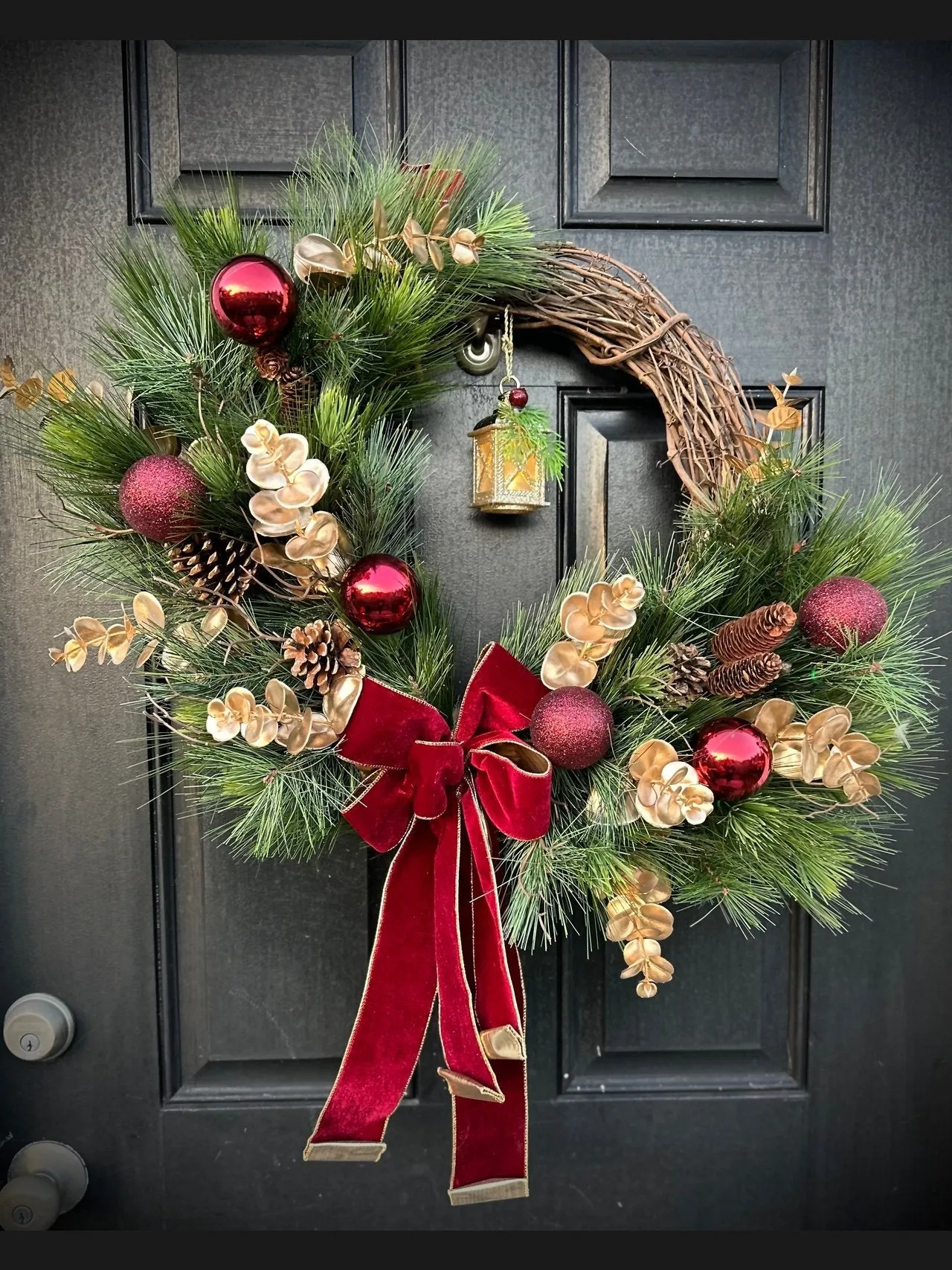 The Carol Large Red Velvet Christmas Tree Topper Bow - Crested Perch Giant velvet Christmas wreath