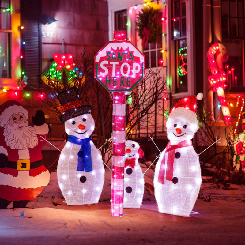 The Holiday Aisle® Lighted Stop Sign Christmas Yard Decorations, Pre-lit  Road Sign Santa Stop Here With 70 Led White Lights And Stakes For Xmas Outdoor  Holiday Indoor Decor Lighted Holiday Displays 