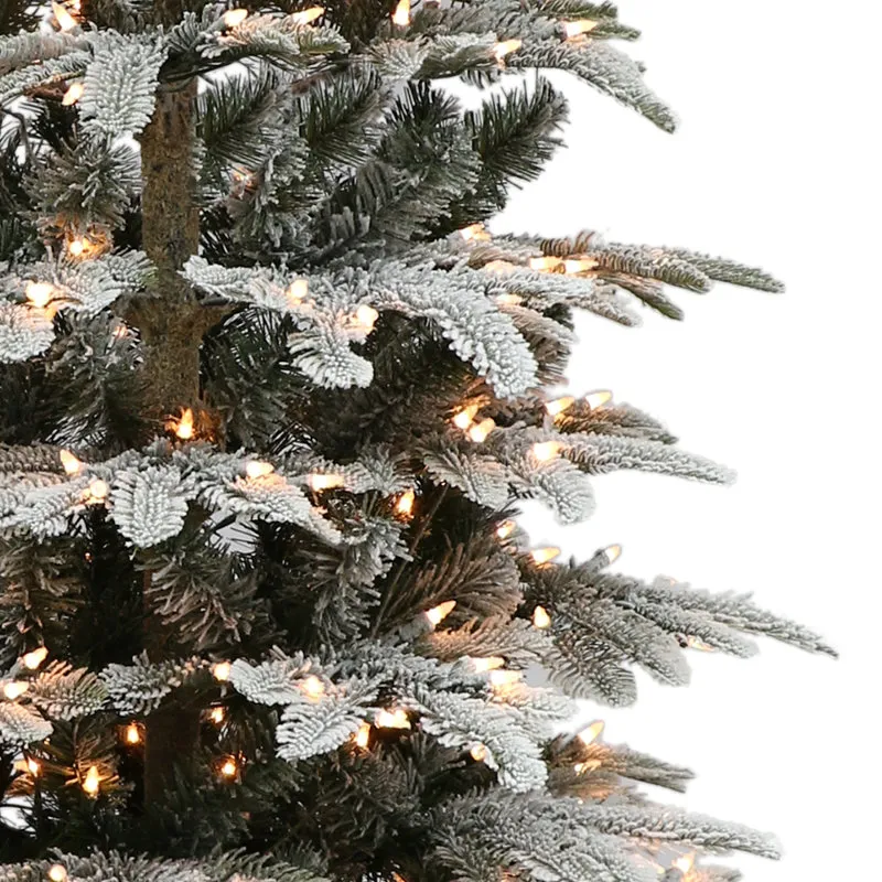 The Holiday Aisle® Pre-lit Aspen Flocked 7.5' White/Green Fir Trees  Artificial Christmas Tree with 700 Warm White Lights & Reviews | AllModern