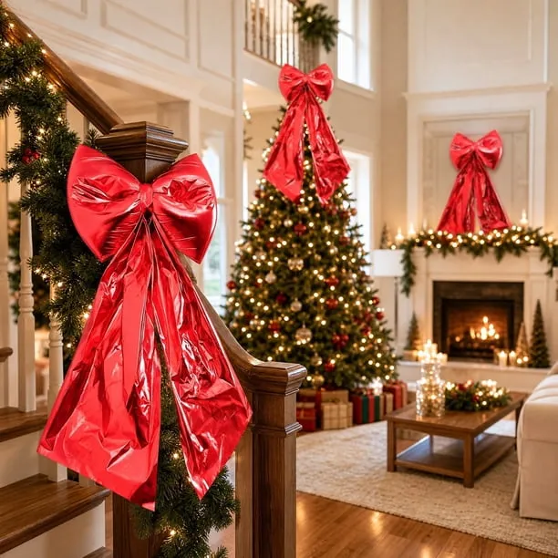 TOUMENY Big Bow Christmas Tree Pendant, Oversized Nylon Spandex Bow for  Home Living Room Christmas Decoration, Bows for Holiday Party Decoration  Scene Decoration with Easy Hang Loop, Red - Walmart.c