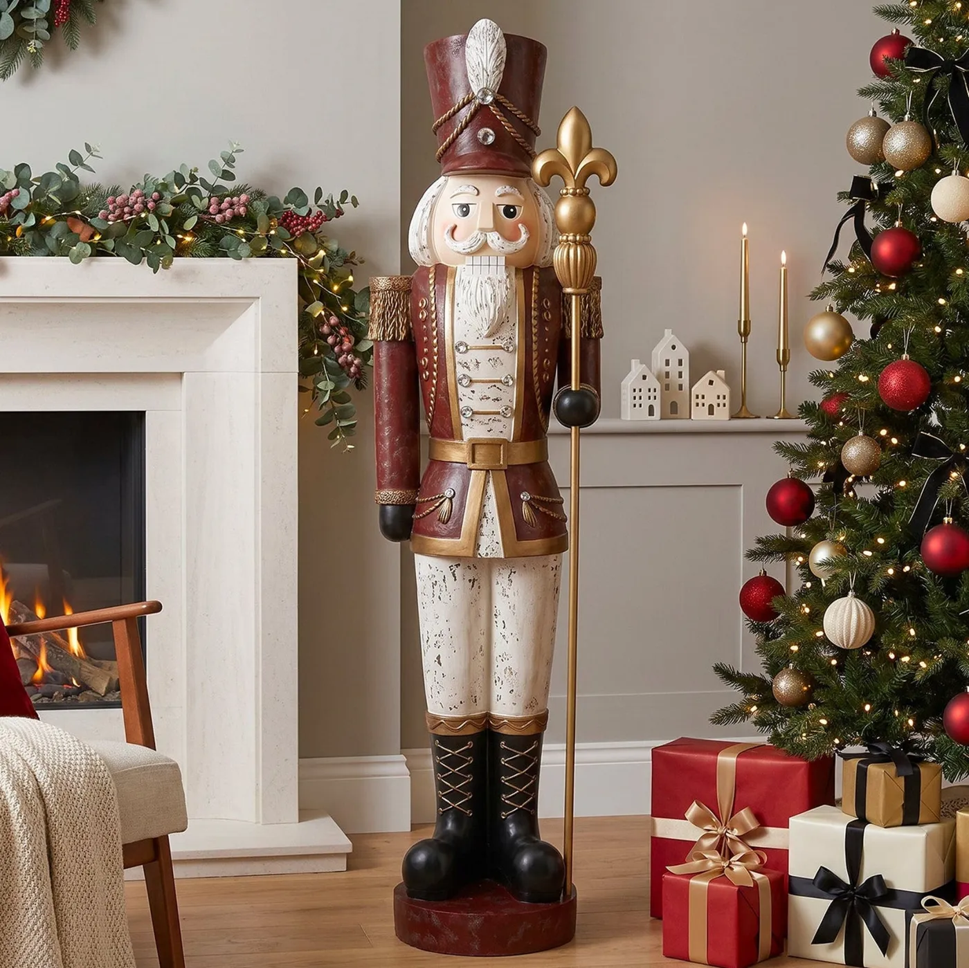 Traditional Christmas Nutcracker 6ft Traditional Vintage Christmas  Nutcracker With Antique Effect And A Garden Trends