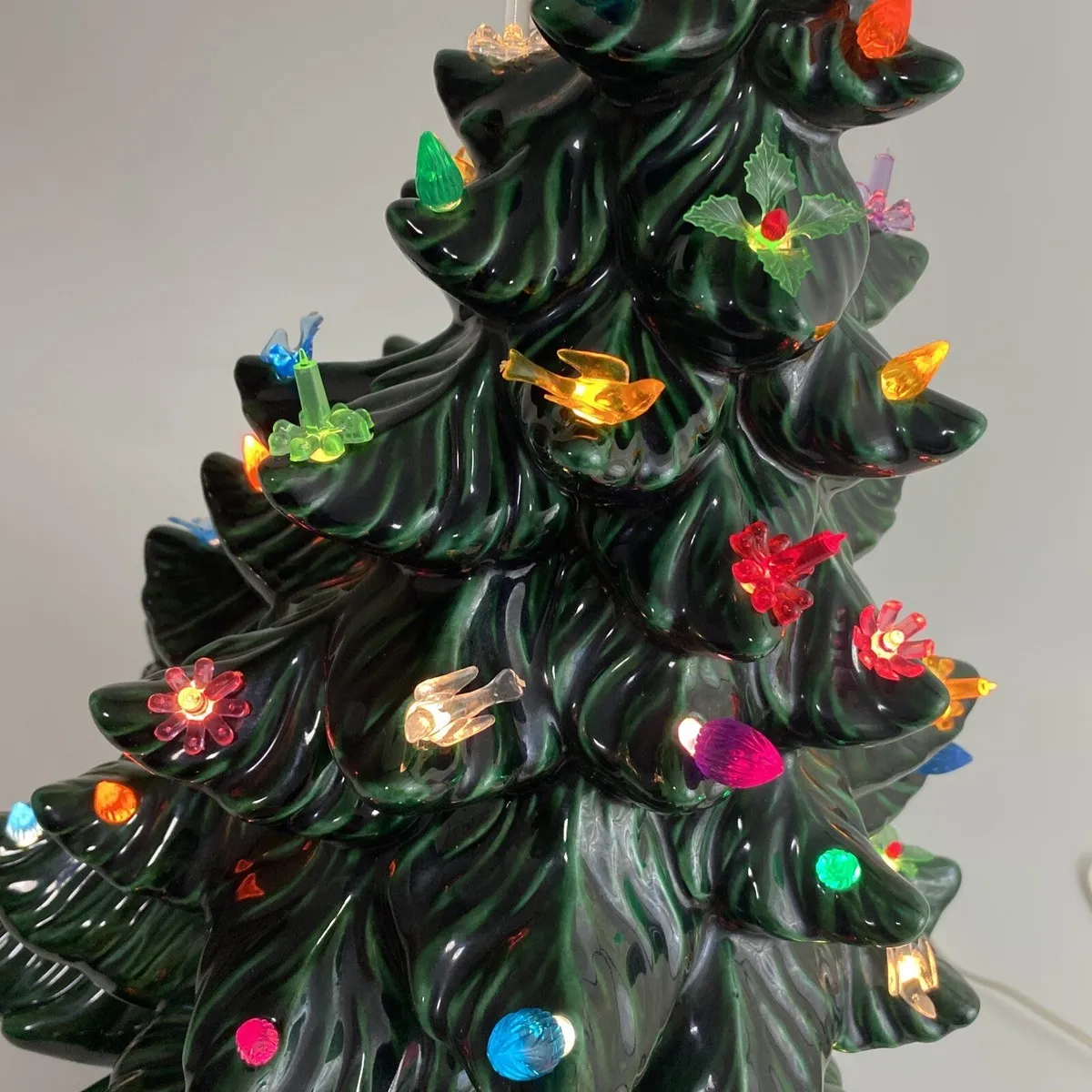 Tree Ornaments Green Vintage Ceramic Christmas Tree Vintage Green Ceramic Tree Ornament, Battery Operated