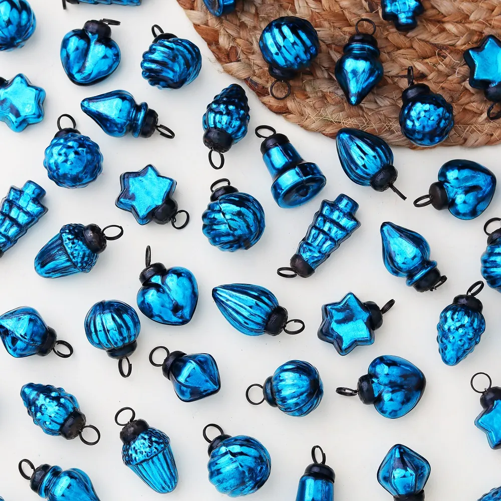 Turquoise Christmas Ornaments - Glass Ornaments for Decoration and Gift-Pack of 25 Pieces