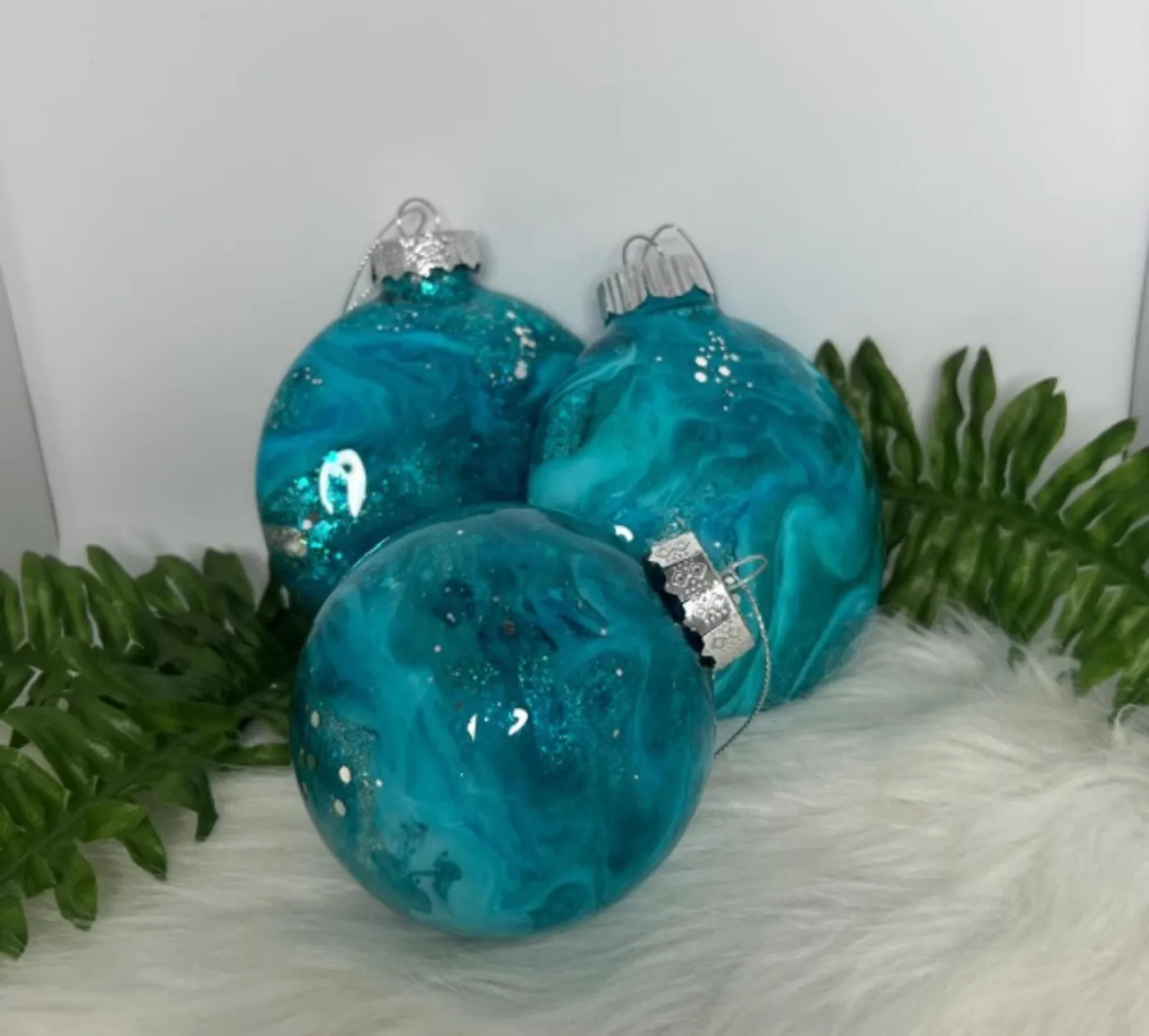 Turquoise Ocean Swirl Christmas Ornaments - | Mercari
