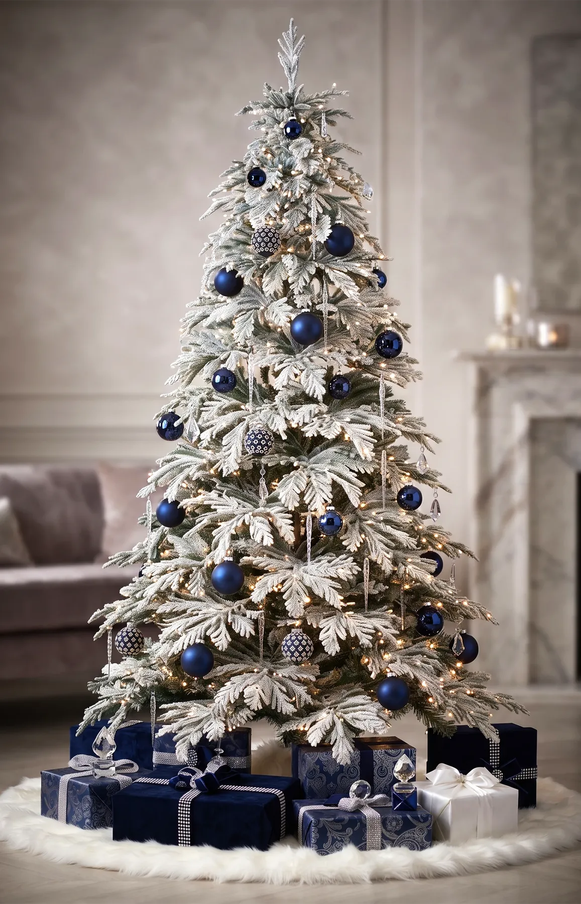 Twinkle Frosted Blue Spruce | Premium 100% PE Pre-Lit Christmas Tree
