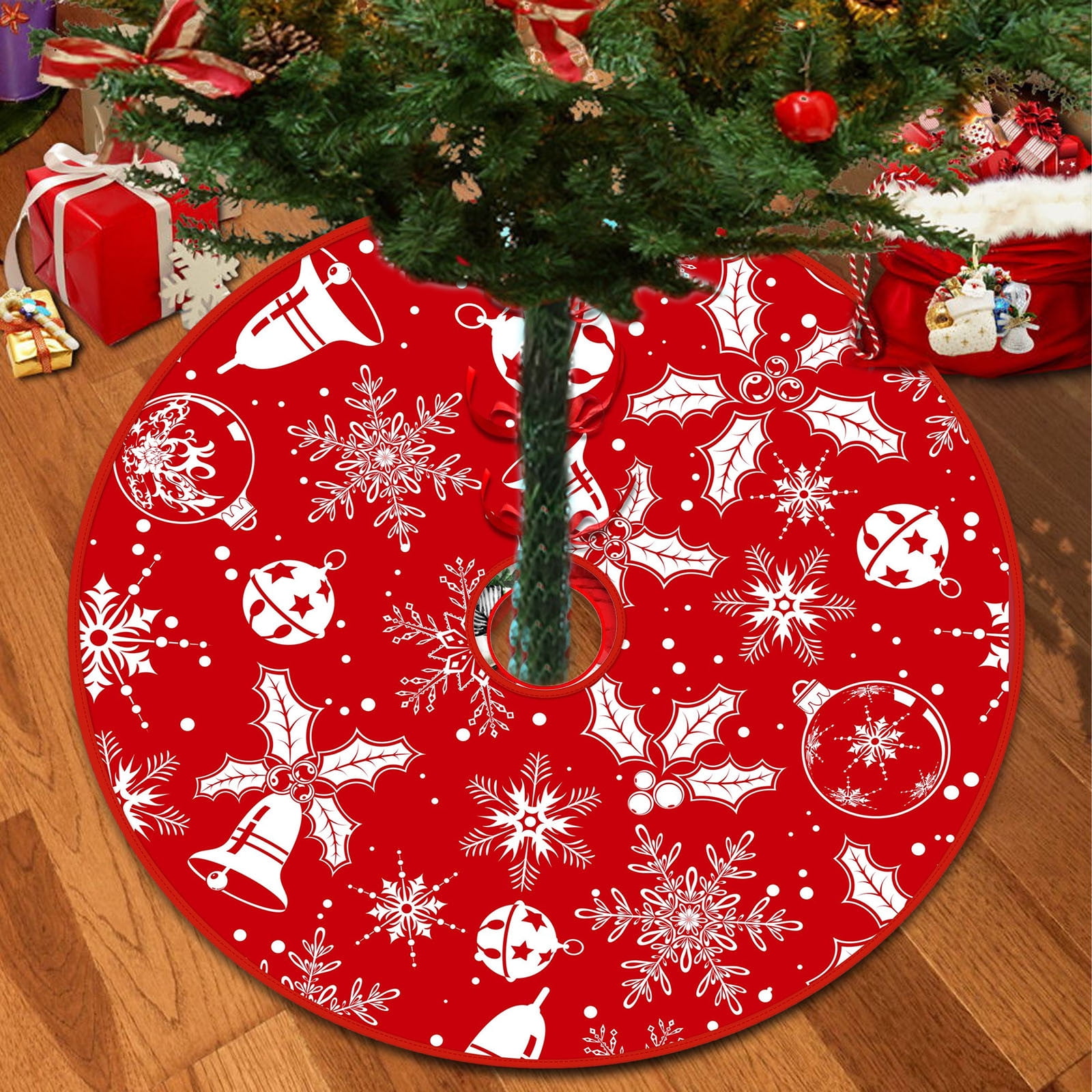Vaidha 48 Inch Christmas Tree Skirt with Snowflake & Reindeer Design | Red  Holiday Tree Mat for Xmas Decorations | Soft Cloth Material for Home,  Office, School & Party - Walmart.ca