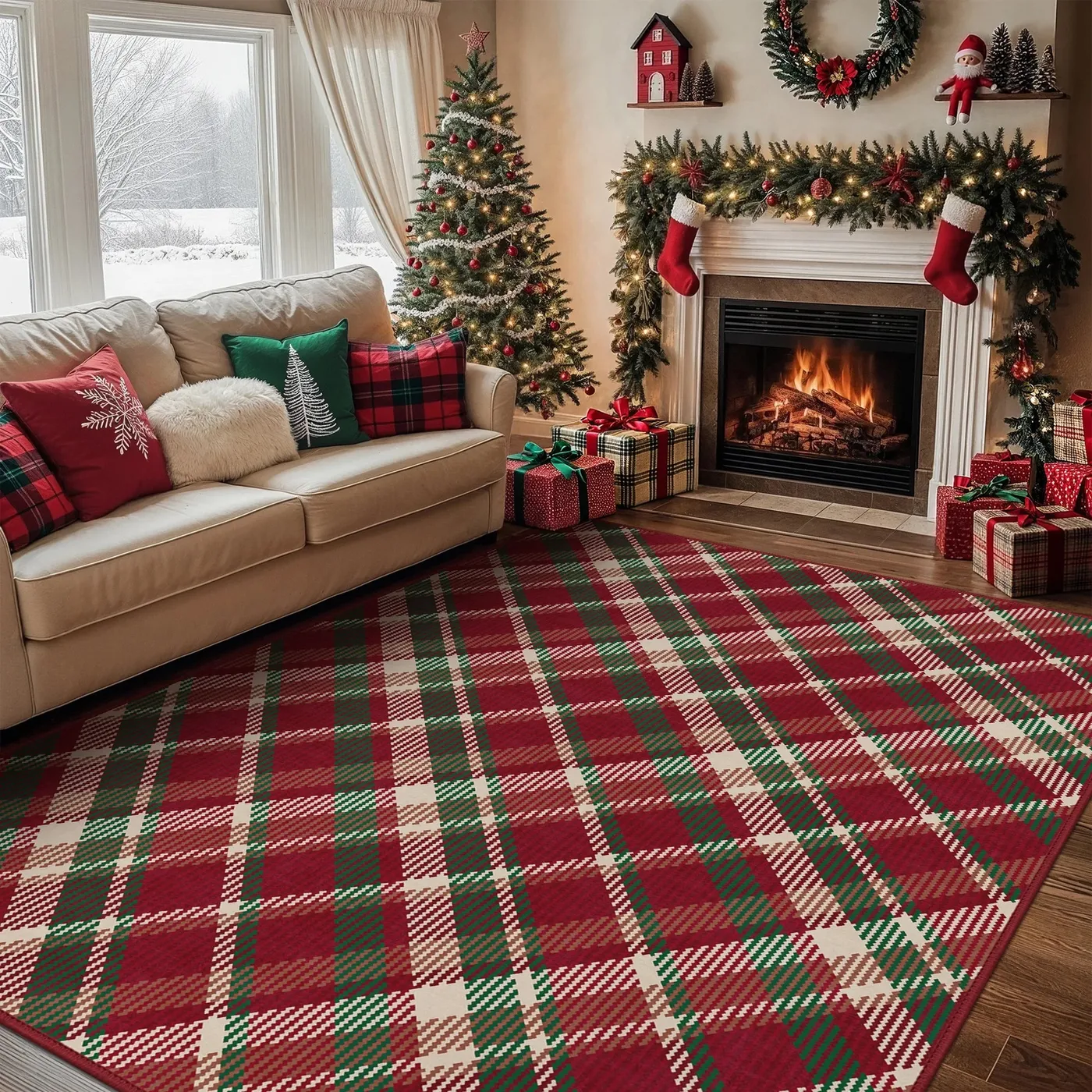 Valence Christmas Checkerboard Rug | GENIMO