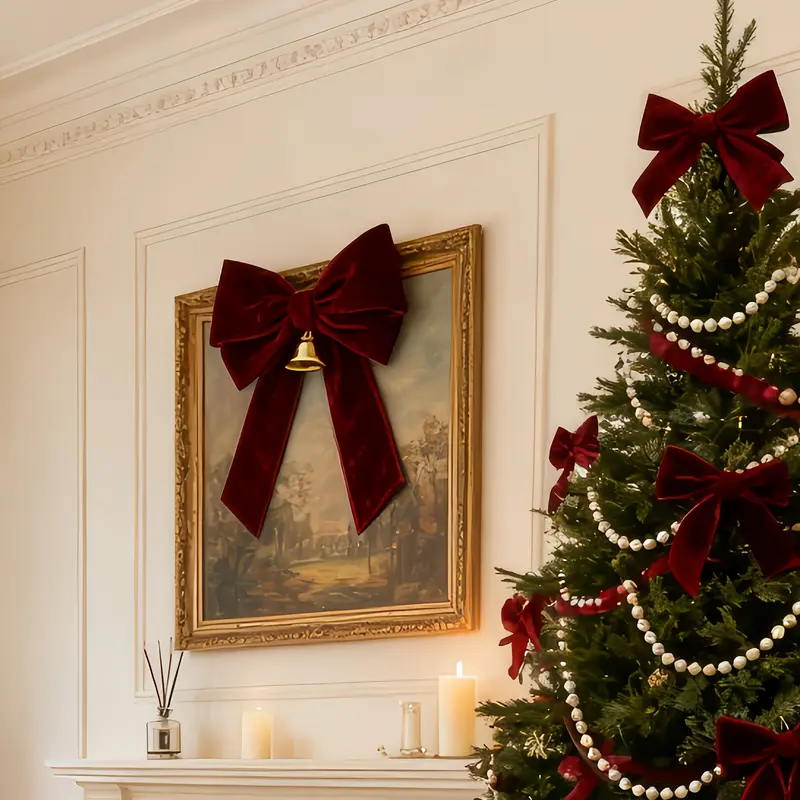 valentines day christmas light luxury velvet burgundy bow - Temu Oman