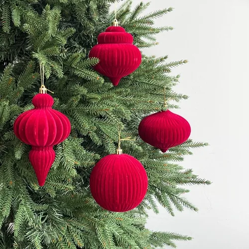 VELEZE Suede Bauble Set - Red by Masons Home Decor - Christmas Tree  Singapore