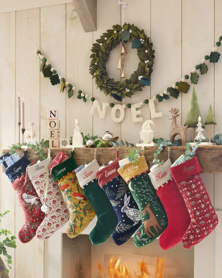Velvet Embroidered Stocking Collection | Garnet Hill