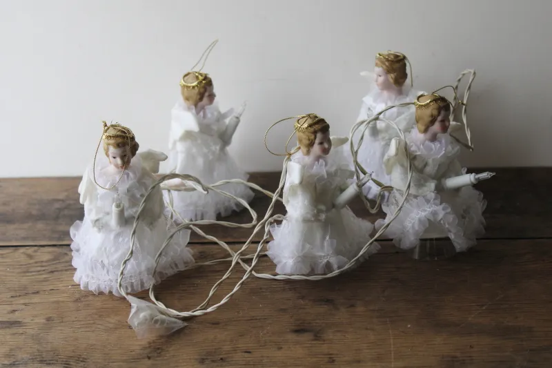 vintage angel lights tree topper, white mini light bulbs for year round  fairy lights or Christmas tree