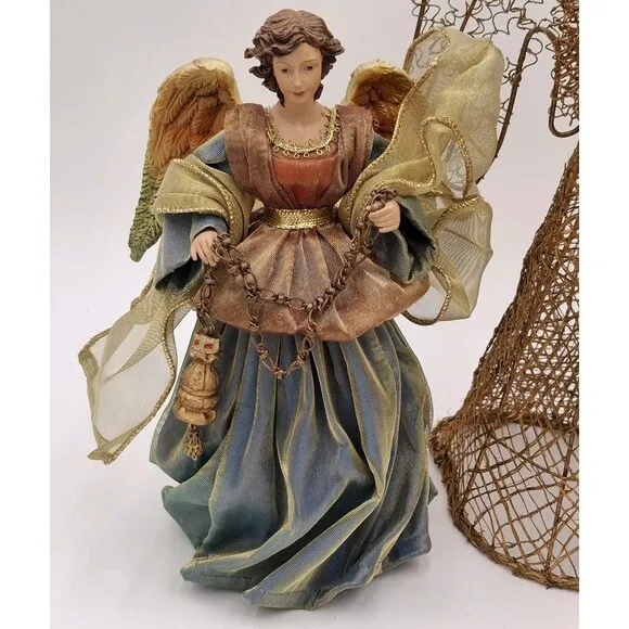 Vintage Angel Tree Toppers Mixed Lot Of 4 Porcelain, Wire, Paper, Resin,  Fabric