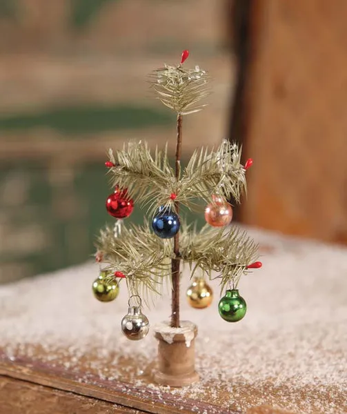 Vintage Santa Land 25mm miniature glass Christmas Ornaments feather tree