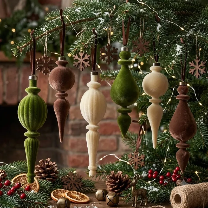 Vintage Style Christmas Tree Hanging Ornaments, 6 Pieces Plastic Decorations for Christmas - Nihaojewelry Canada