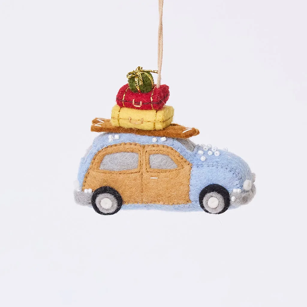 Vintage-Style Station Wagon Ornament with Luggage, Gifts & Skis |  Craftspring