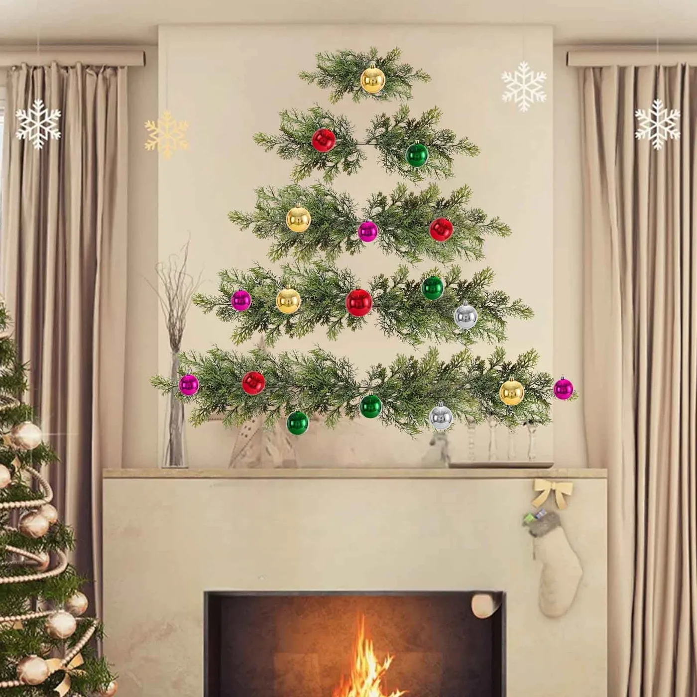 Wall Mounted Christmas Tree | Mini Wall Pendant Decoration | Space Saving Fake Branches for Home Holiday Decor | Wall Cloth Ornament with Clean Look - Walmart.ca