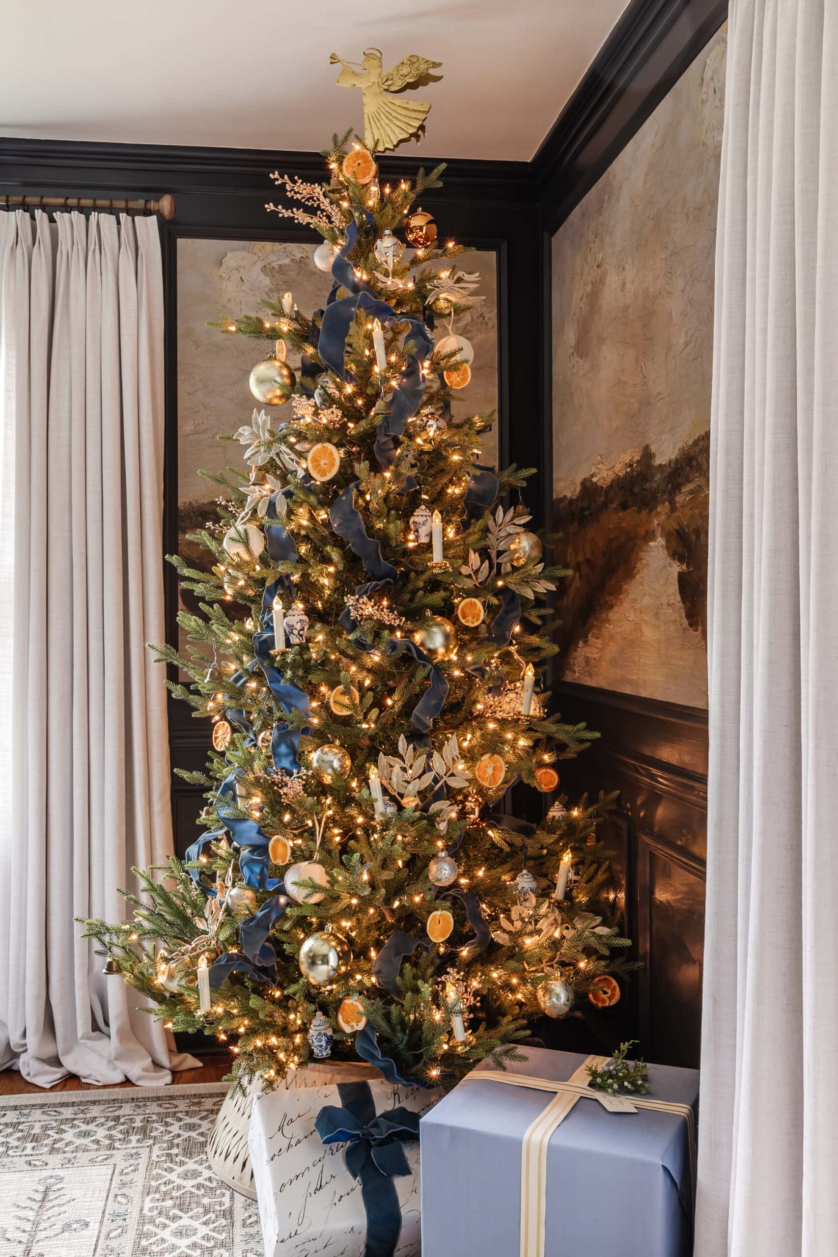 White and Blue Christmas Decor Ideas | Dining Room Tour - Bless'er House