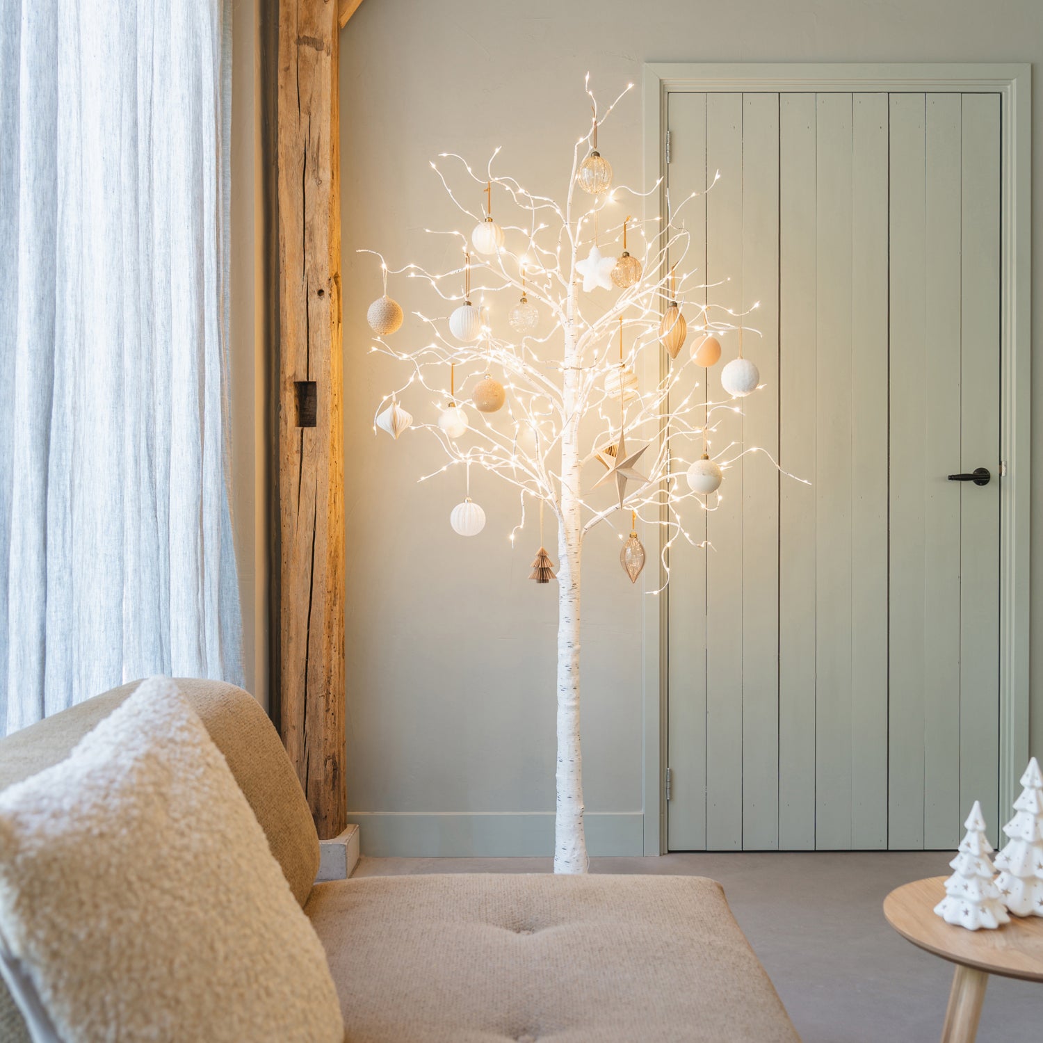 White artificial Christmas tree 210 cm with LED | It's all about Ch...