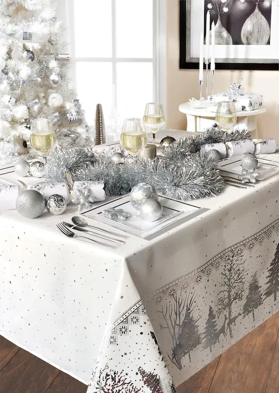White Christmas Christmas Dining Room Table Centerpiece Winter Centerpiece  For White Dining Table Christmas Table Winter