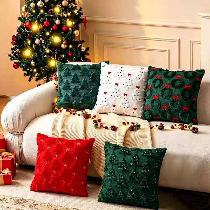 Wholesale Christmas Tree Pattern Pillow Cover Holiday Home Decor for your store - Faire