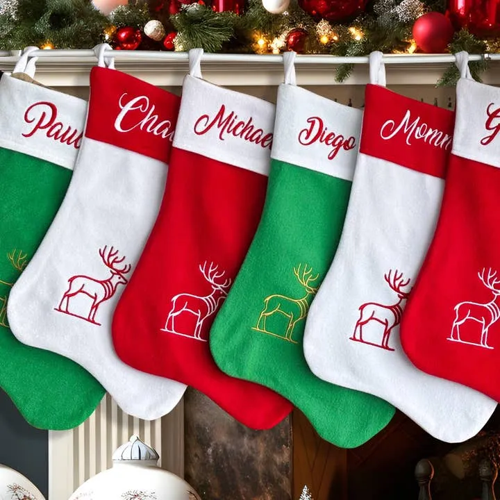 Wholesale Embroidered Christmas Stocking | Personalized Fleece, Red for  your store - Faire
