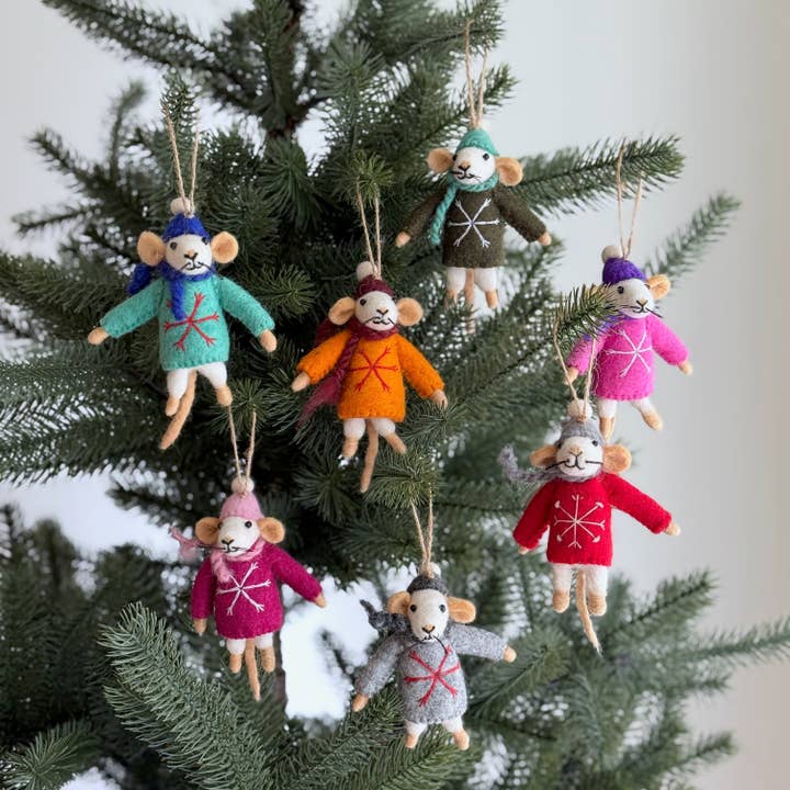 Wholesale Felt Mouse in Sweater Christmas Ornament (Assorted Colors) for  your store - Faire