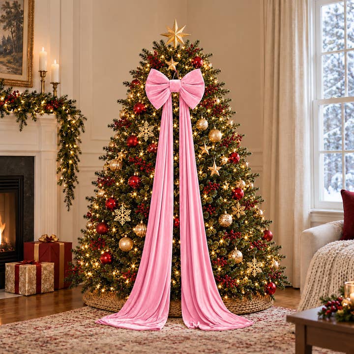 Wholesale Oversized Velvet Christmas Bow Tree Topper with Long Tails for  your store - Faire