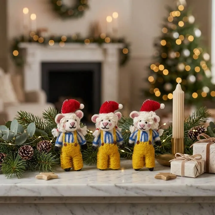 Wholesale The Festive Little Farmer Sheep Wool Felt Christmas Ornament for  your store - Faire