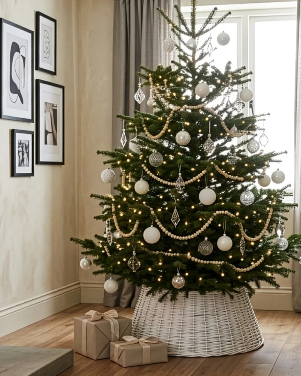 Wicker Christmas Tree Skirt, White | Sue Ryder