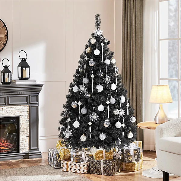 Yaheetech 6ft Spruce Artificial Christmas Tree with Foldable Stand Black