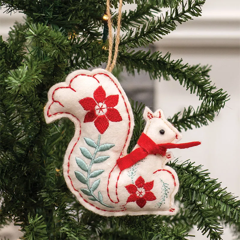 Yuletide Folklore Stuffed Felt Squirrel Ornament