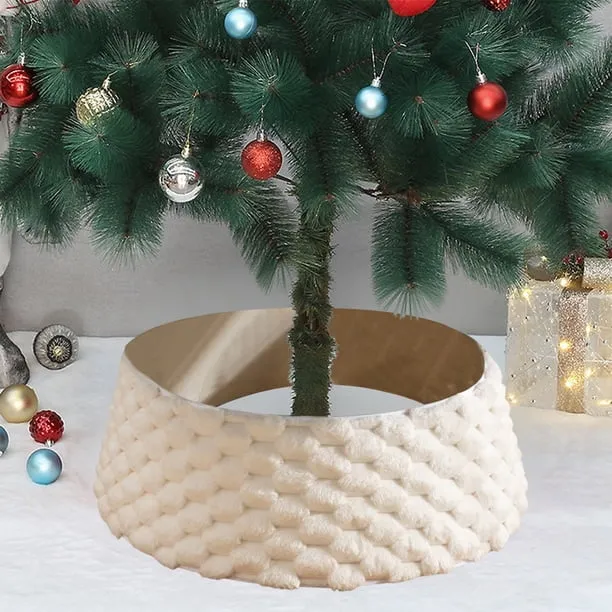 ZhyrZng Christmas Tree Collar, Xmas Tree Skirt Collars for Artificial Pencil Trees, Adjustable Faux Fur Tree Skirt,Soft Fluffy Tree Ring for Winter Home Party Holiday Indoor Christmas Decor - Walmar
