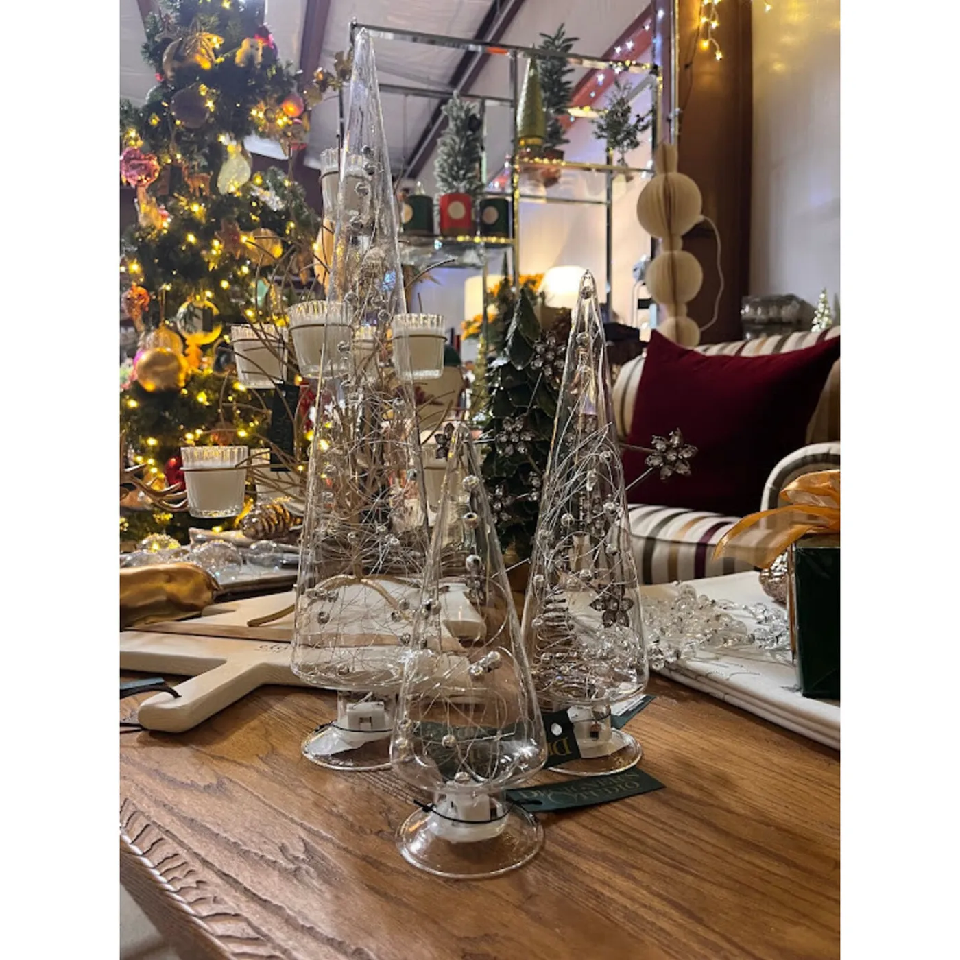 Zodax LED Glass Tree with Silver Beads - Designer's Studio